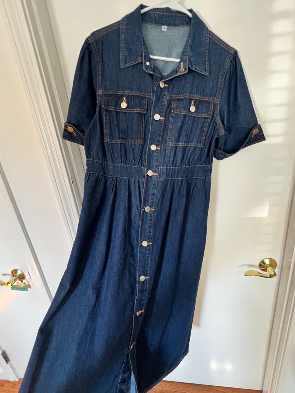 Amazon Dark Indigo Denim Midi Dress with Buttons